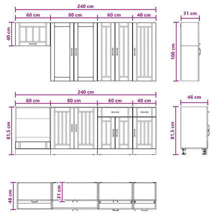 Köksenhet LUCCA 8 pcs Betonggrå Konstruerat trä