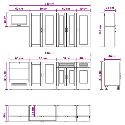 Köksenhet PORTO 8 pcs Artisan-ek Konstruerat trä