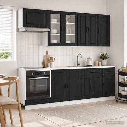 Köksenhet PORTO 8 pcs Svart Konstruerat trä