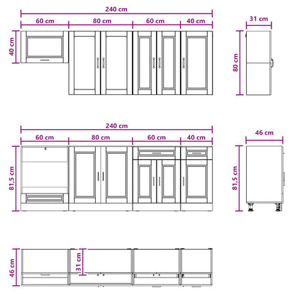 Köksenhet PORTO 8 pcs Rökt ek Konstruerat trä