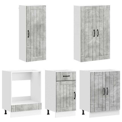Köksenhet LUCCA 5 pcs Betonggrå Konstruerat trä