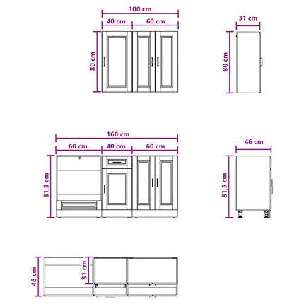 Köksenhet PORTO 5 pcs Svart Konstruerat trä