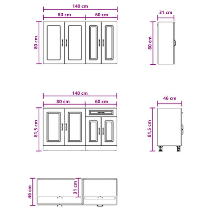Köksenhet KALMAR 4 pcs Betonggrå Konstruerat trä
