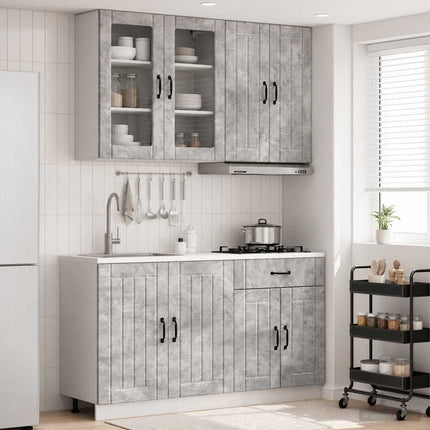Köksenhet LUCCA 4 pcs Betonggrå Konstruerat trä