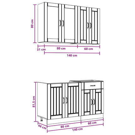 Köksenhet LUCCA 4 pcs Betonggrå Konstruerat trä