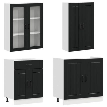Köksenhet LUCCA 4 pcs Svart Konstruerat trä