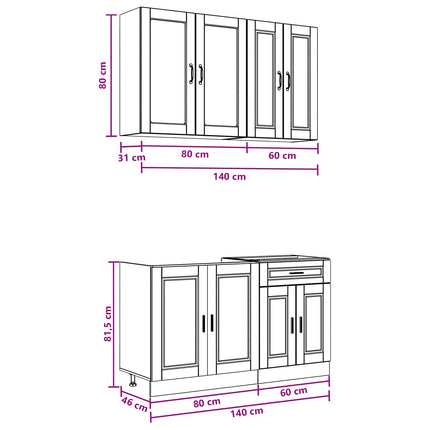 Köksenhet PORTO 4 pcs Sonoma-ek Konstruerat trä