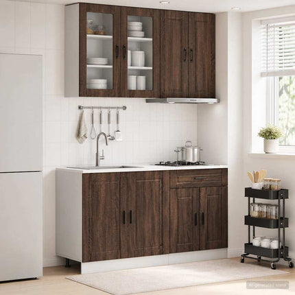 Köksenhet PORTO 4 pcs Brun ek Konstruerat trä