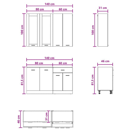 Köksenhet LYON 4 pcs Gammalt trä Konstruerat trä