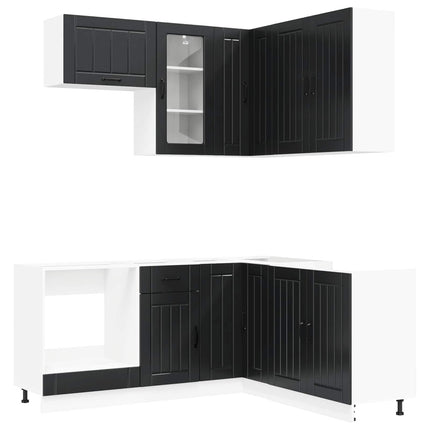 Köksenhet LUCCA 8 pcs Svart Konstruerat trä