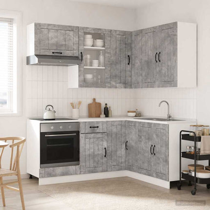 Köksenhet LUCCA 8 pcs Betonggrå Konstruerat trä