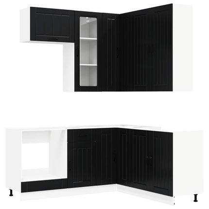 Köksenhet LUCCA 8 pcs Svart Konstruerat trä