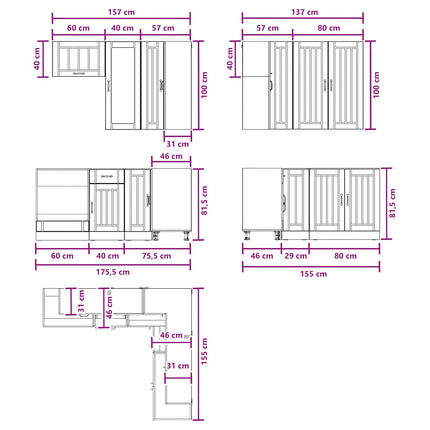 Köksenhet LUCCA 8 pcs Vit högglans Konstruerat trä