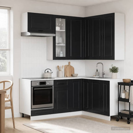Köksenhet PORTO 8 pcs Svart Konstruerat trä