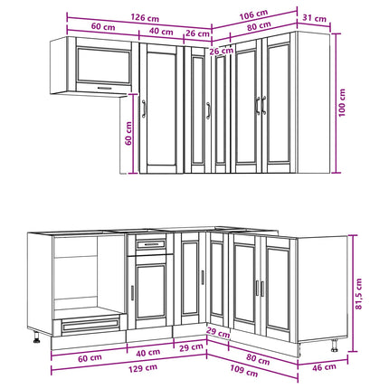 Köksenhet PORTO 8 pcs Svart Konstruerat trä