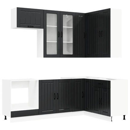 Köksenhet LUCCA 8 pcs Svart Konstruerat trä