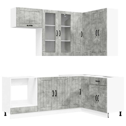 Köksenhet LUCCA 8 pcs Betonggrå Konstruerat trä
