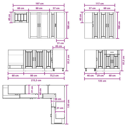 Köksenhet LUCCA 8 pcs Betonggrå Konstruerat trä