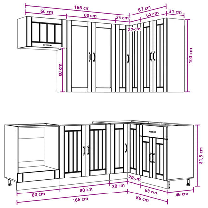 Köksenhet LUCCA 8 pcs Betonggrå Konstruerat trä