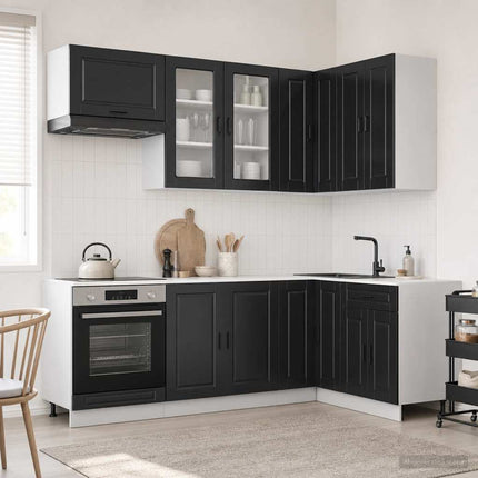 Köksenhet PORTO 8 pcs Svart Konstruerat trä