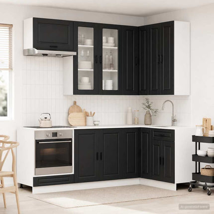 Köksenhet PORTO 8 pcs Svart Konstruerat trä
