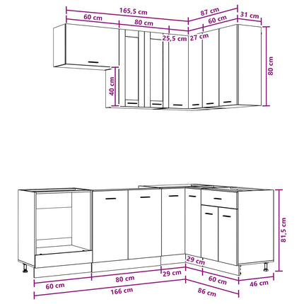 Köksenhet LYON 8 pcs Betonggrå Konstruerat trä