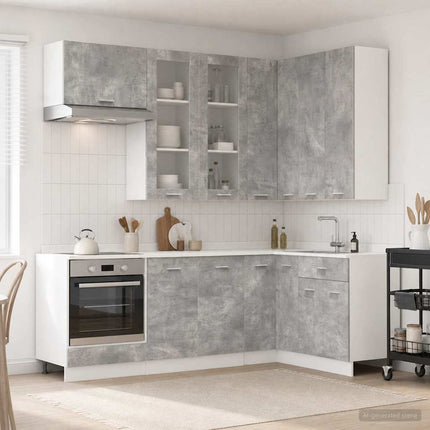 Köksenhet LYON 8 pcs Betonggrå Konstruerat trä