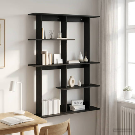 Vägg hylla Svart ek 102 x 20 x 130 cm Konstruerat trä