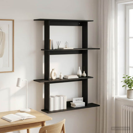 Vägg hylla Svart ek 100 x 20 x 126 cm Konstruerat trä
