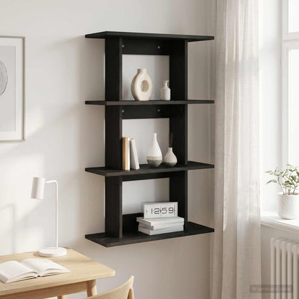 Vägg hylla Väggmonterat Svart ek 56 x 20 x 90 cm