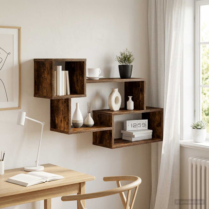 Flytande hylla Väggmonterat Rökt ek 87 x 20 x 55 cm