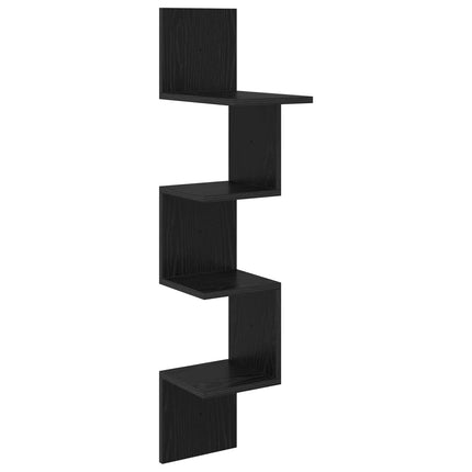 Vägg hylla Väggmonterat Svart ek 32 x 21 x 107 cm