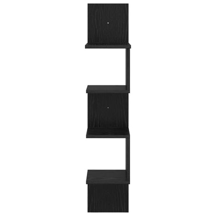 Vägg hylla Väggmonterat Svart ek 32 x 21 x 107 cm
