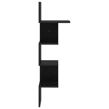 Vägg hylla Väggmonterat Svart ek 32 x 21 x 107 cm
