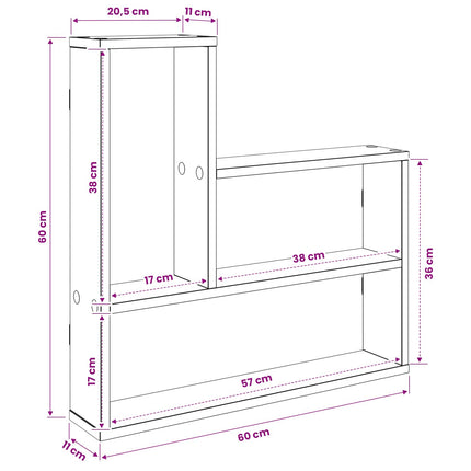 Vägg hylla Rökt ek 60 x 11 x 60 cm Konstruerat trä