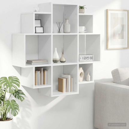 Vägg hylla Vit 90 x 25 x 90 cm Konstruerat trä