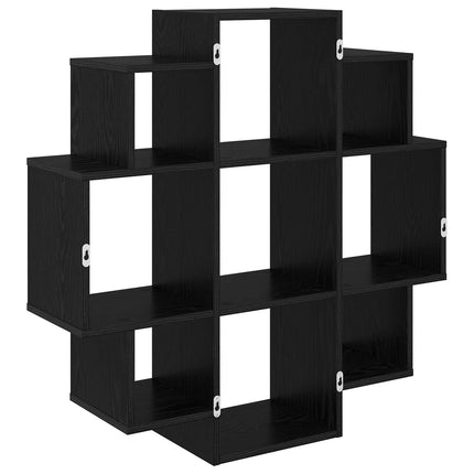 Vägg hylla Svart ek 90 x 25 x 90 cm Konstruerat trä