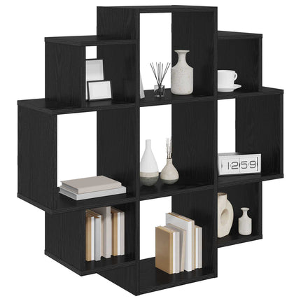 Vägg hylla Svart ek 90 x 25 x 90 cm Konstruerat trä