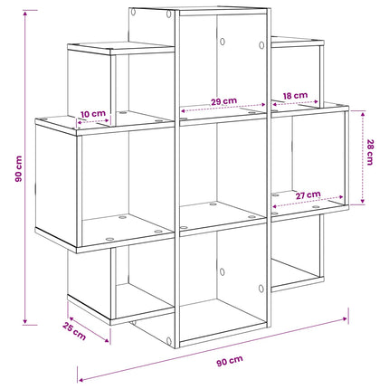 Vägg hylla Rökt ek 90 x 25 x 90 cm Konstruerat trä