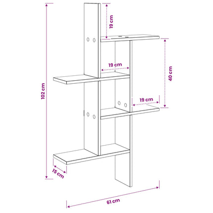 Vägg hylla Rökt ek 61 x 15 x 102 cm Konstruerat trä