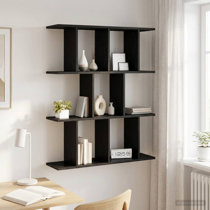 Vägg hylla Svart ek 102 x 20 x 96 cm Konstruerat trä