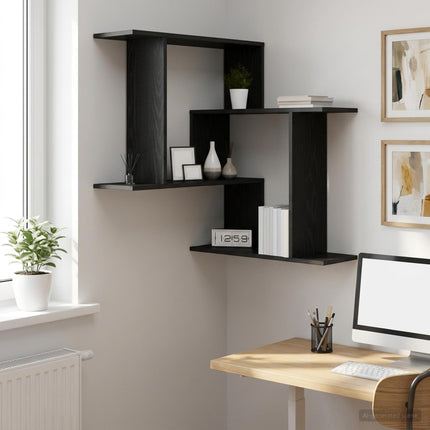 Vägg hylla Svart ek 67 x 67 x 87 cm Konstruerat trä