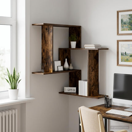 Vägg hylla Rökt ek 67 x 67 x 87 cm Konstruerat trä