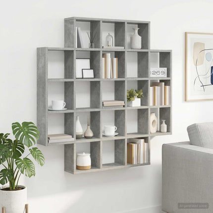 Vägg hylla Betonggrå 100 x 13 x 100 cm Konstruerat trä
