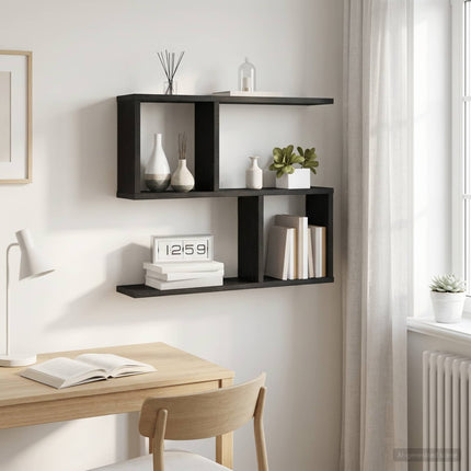 Vägg hylla Svart ek 60 x 12 x 50,5 cm Konstruerat trä
