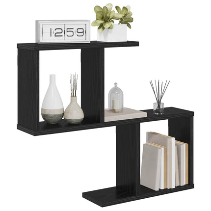 Vägg hylla Svart ek 60 x 12 x 50,5 cm Konstruerat trä