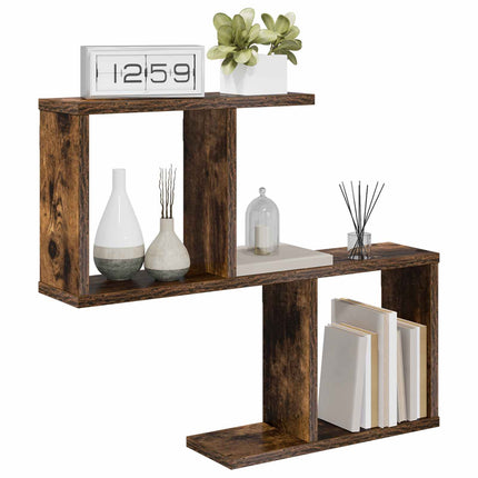 Vägg hylla Rökt ek 60 x 12 x 50,5 cm Konstruerat trä