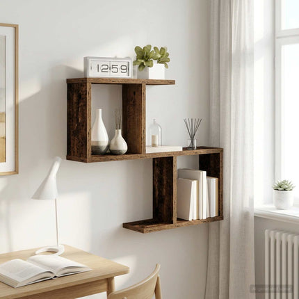 Vägg hylla Gammalt trä 60 x 12 x 50,5 cm Konstruerat trä