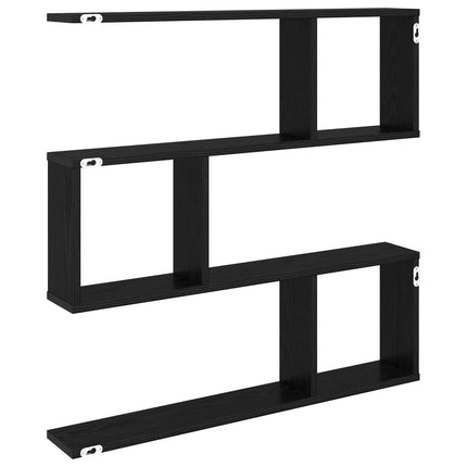Vägg hylla Svart ek 80 x 12 x 79,5 cm Konstruerat trä