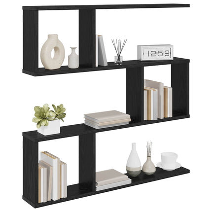 Vägg hylla Svart ek 80 x 12 x 79,5 cm Konstruerat trä